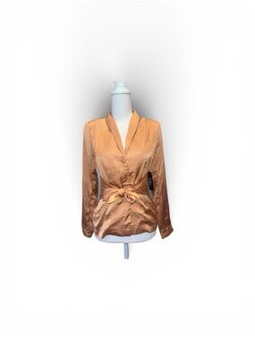 Lulu's Peach Satin Tie-Waist Blazer
